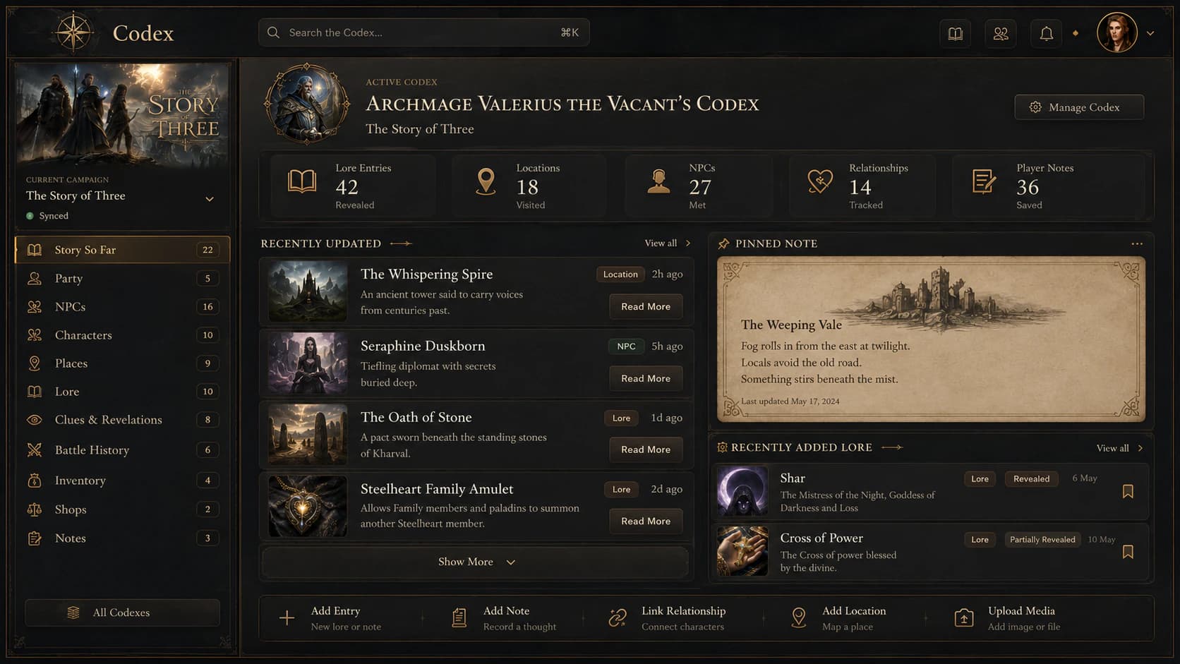 FableRealms Codex player and campaign preview.
