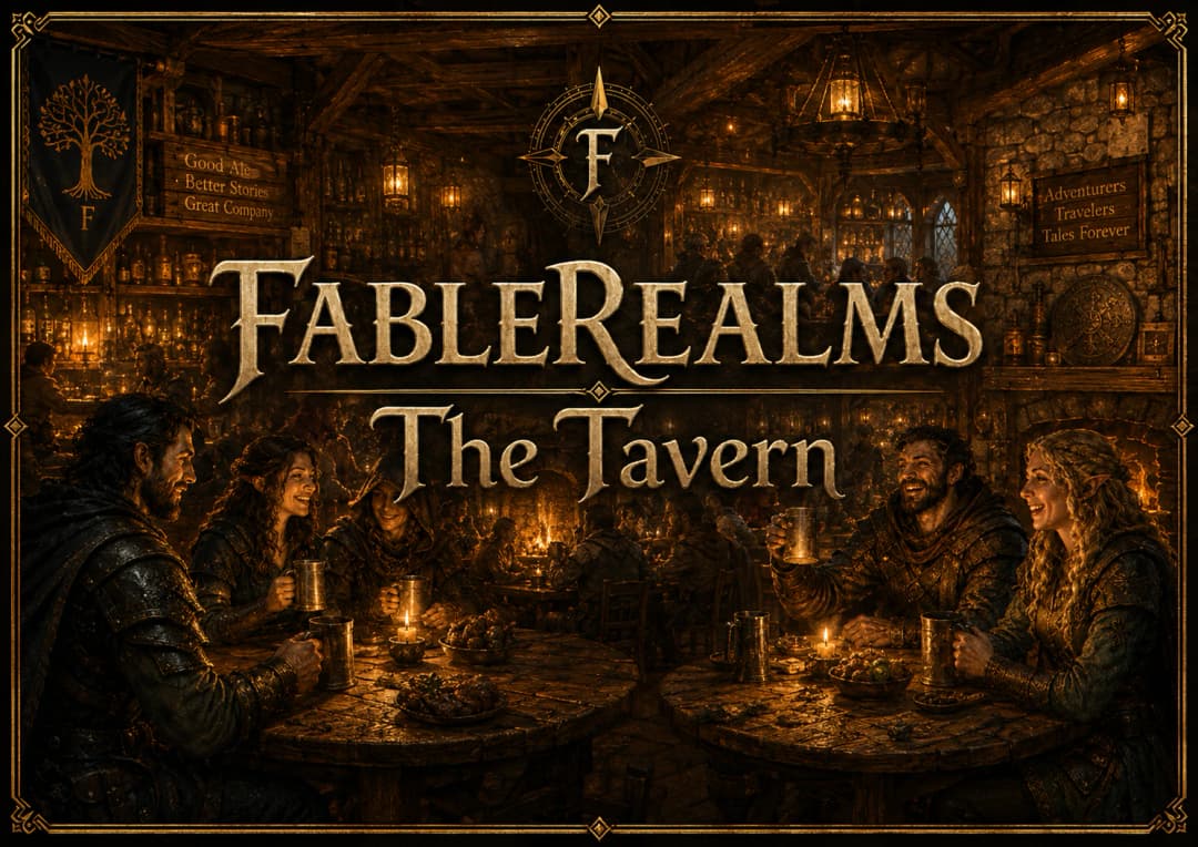 FableRealms Tavern player home and campaign hub view.