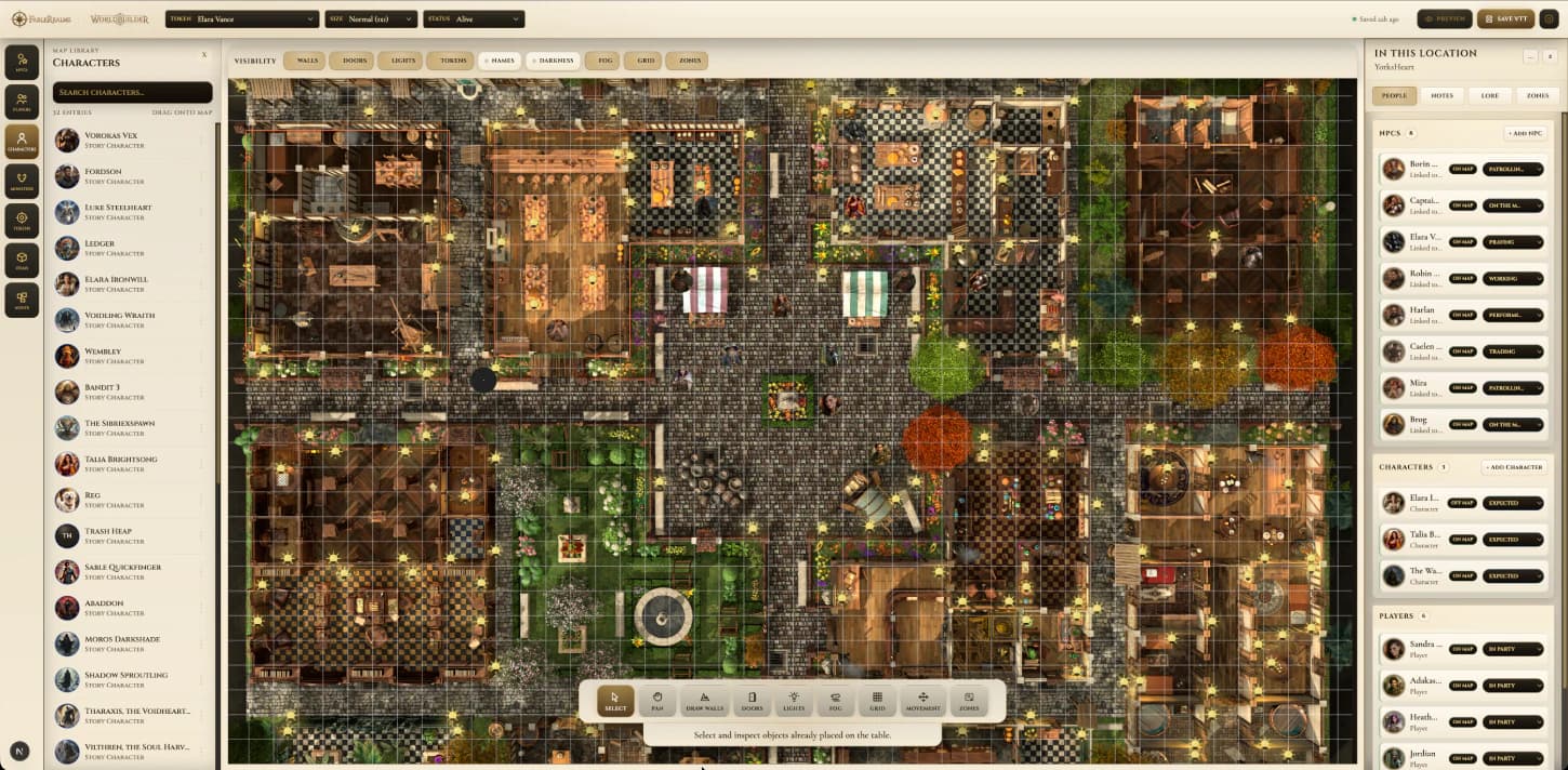WorldBuilder lighting theme controls for atmosphere.
