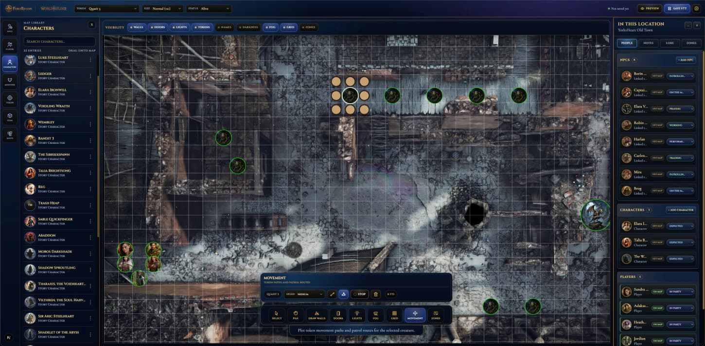WorldBuilder movement wizard for prepared scene motion.