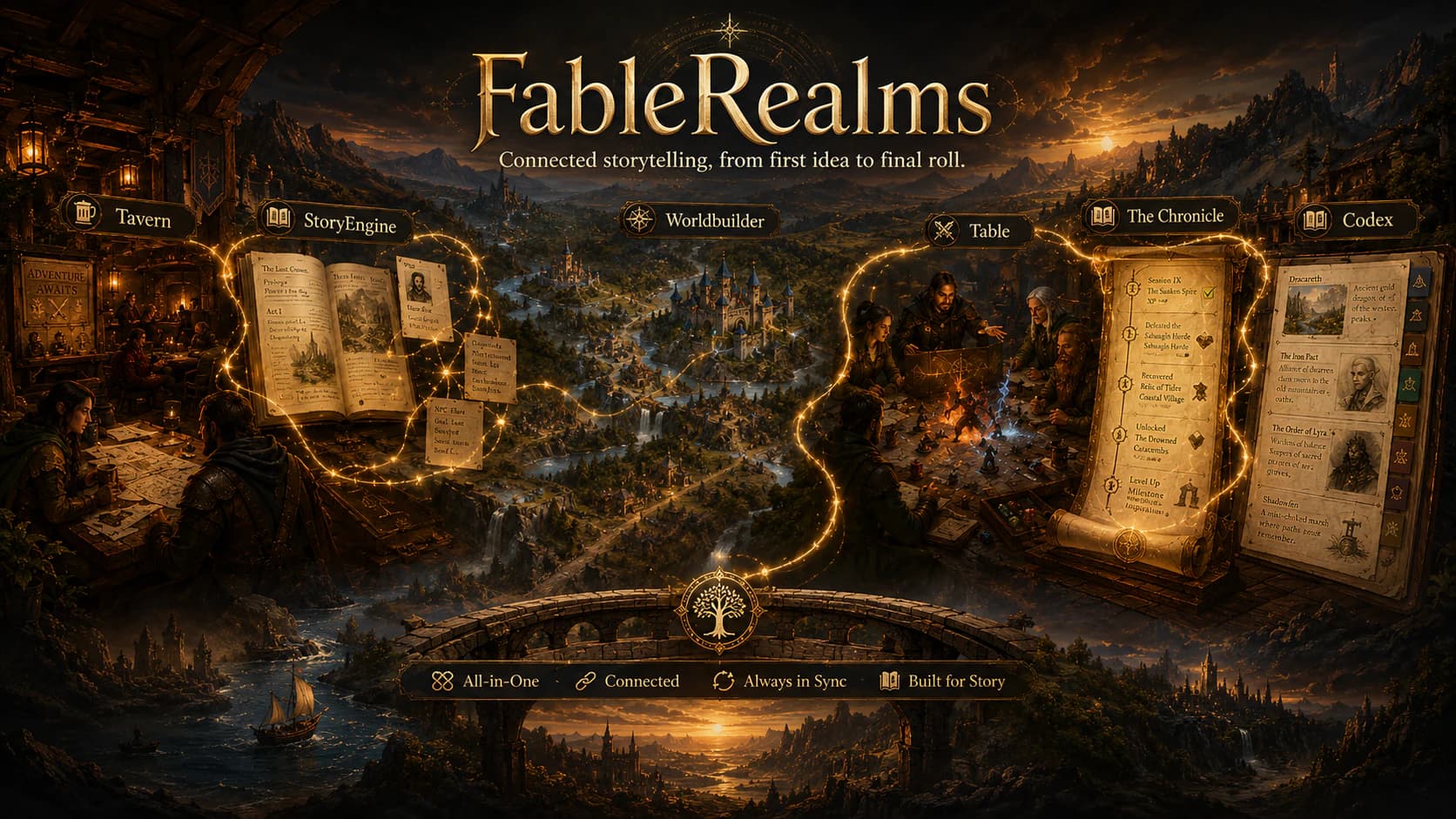 FableRealms homepage product preview.